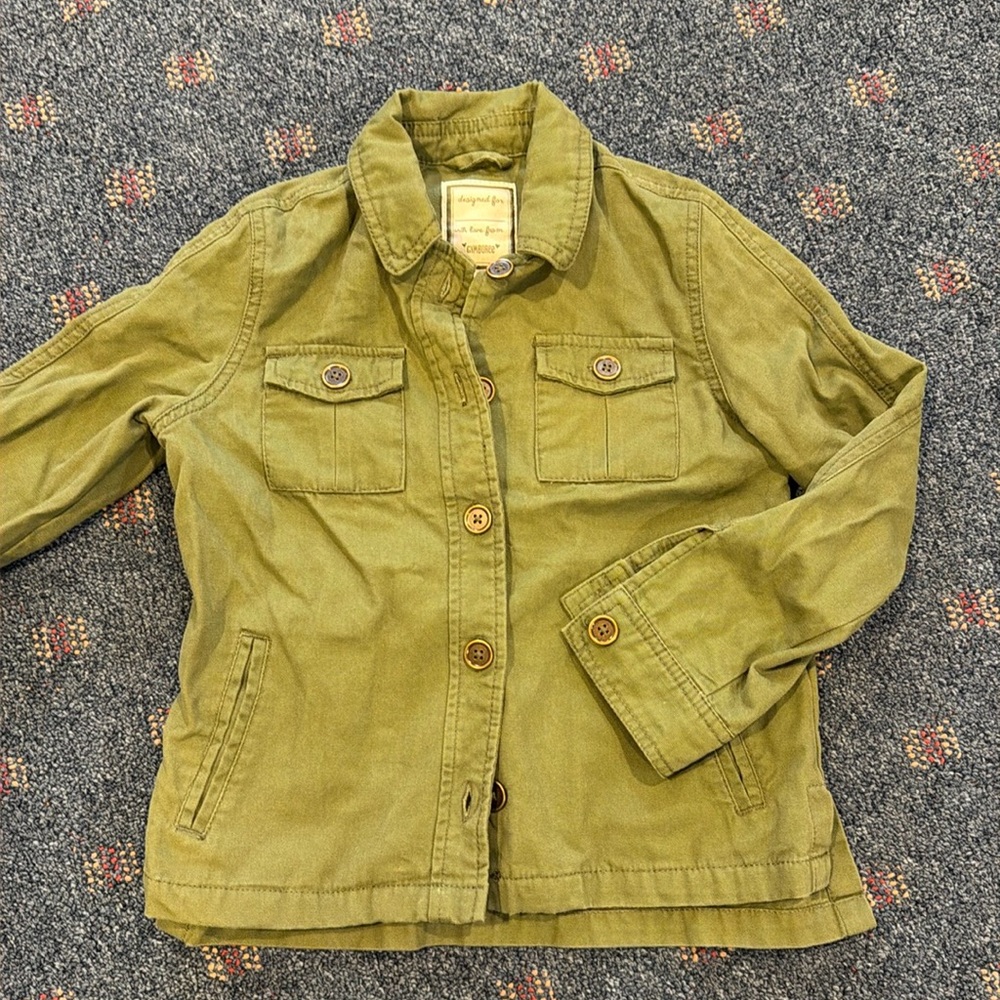 Girls military style olive green jacket size 5-6 Gymboree